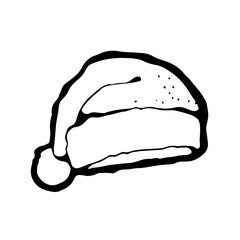 Santa hat vector illustration, hand drawn cartoon sketch isolated on a white background