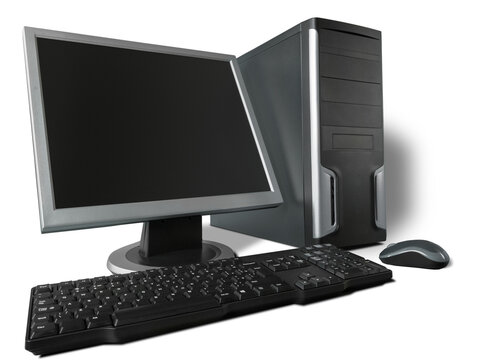 Desktop computer and keyboard  on background