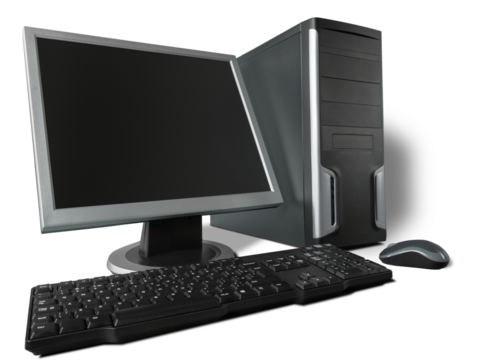 Desktop computer and keyboard  on background