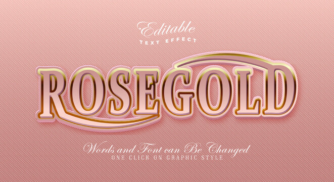 rose gold editable text effect with 3D illustration
