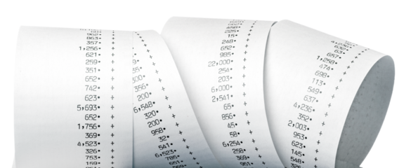 Calculator Paper Tape Rolled Up , Paper Roll of Numbers