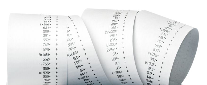 Calculator Paper Tape Rolled Up , Paper Roll of Numbers