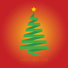 Vector origami card with green christmas tree and space for your text