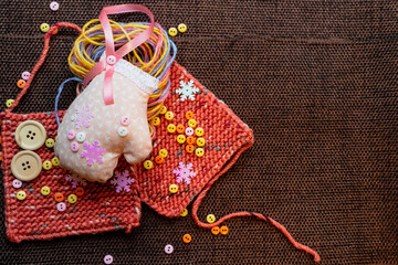Image of soft toys. Mittens. Handmade.