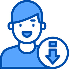 Download blue outline icon