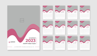 2023 wall calendar template, Cover Calendar, Wall Calendar 2023, Monthly Planner