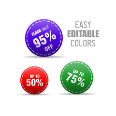 Sales discount round label vector