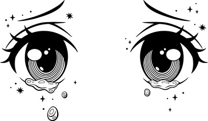 Cute crying anime girl eyes - 538957445