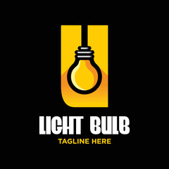 Letter U Bulb Logo Design Template Inspiration, Vector Illustration.