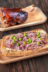 Ham hock meat sandwich