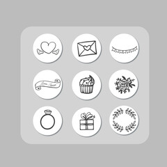 hand drawn circle icon collection set for social media.