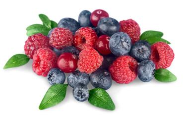 Fresh ripe berries on white background