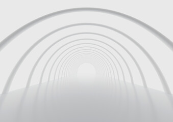 White glowing circular hall or room background, 3d rendering.