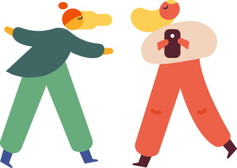 Autumn cute people silhouette