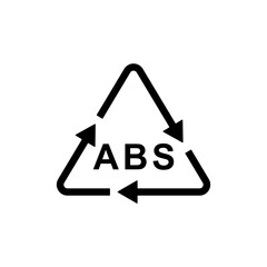 Plastic recycle symbol ABS 9 vector isolated on white background. Plastic recycling code ABS 9 icon.