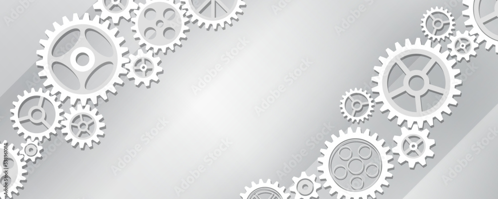 Poster gear wheels modern vector illustration. cogs and gear mechanical engineering presentation design. te