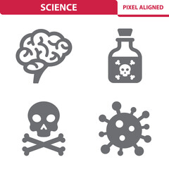 Science Icons. Research, Knowledge Vector Icon Set