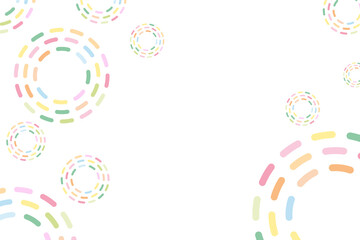 pastel colored dashed border circles pattern on white background