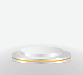 Premium Vector stage podium with gold light. Podium for out standing luxury product advertising on white background.