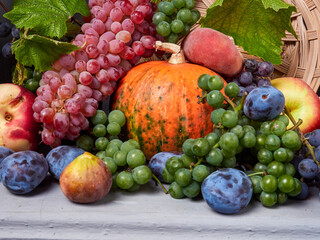 Beautiful still life with different varieties of fruit