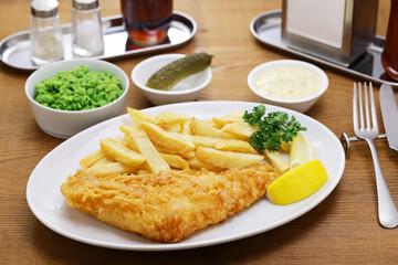 homemade fish and chips, British traditional food