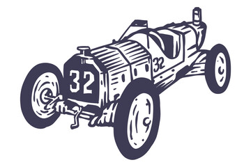 Vintage Racing Car - hand drawn illustration