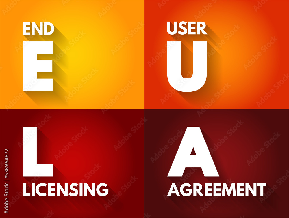 Poster eula - end user licensing agreement is a legal contract entered into between a software developer or