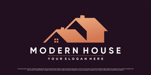 Fototapeta premium Modern house logo design template for business icon with creative concept