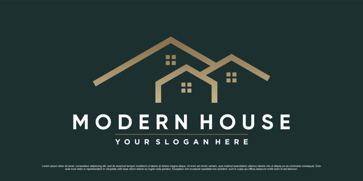 Modern house logo design template for business icon with creative concept
