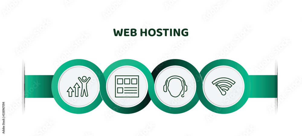 Aufkleber editable thin line icons with infographic template. infographic for web hosting concept. included im