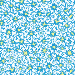 vector edelweiss flowers seamless, repeat pattern background. Perfect for Oktoberfest themed gift wrapping, scrapbook, Banner, flyer, poster, invitation, postcard projects