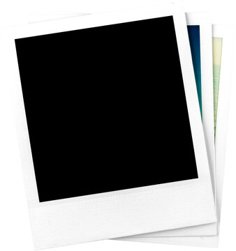 One Blank Polaroid Frame and Two Polaroid Photos - Isolated