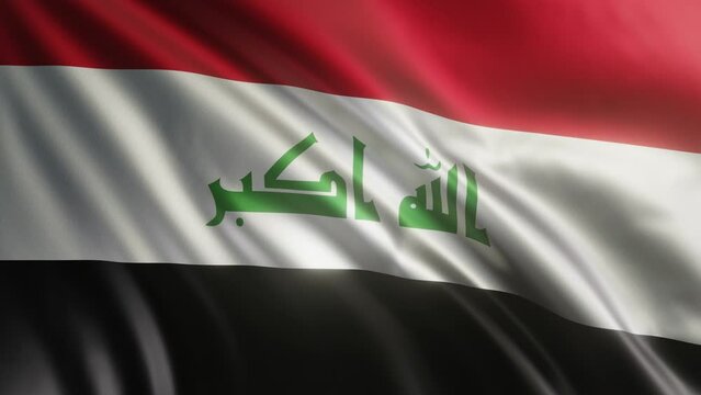 A waving flag of Iraq in the best quality with a fabric texture. Slow motion. 4K loop animation.