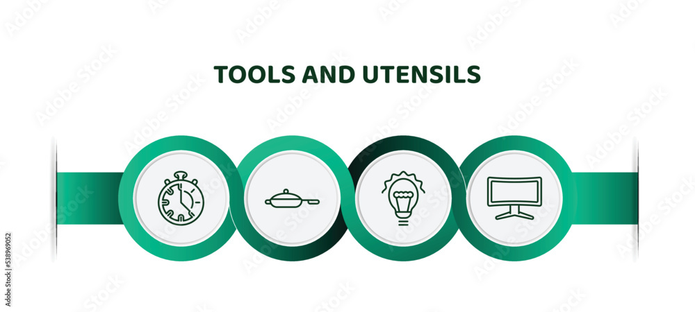 Poster editable thin line icons with infographic template. infographic for tools and utensils concept. incl