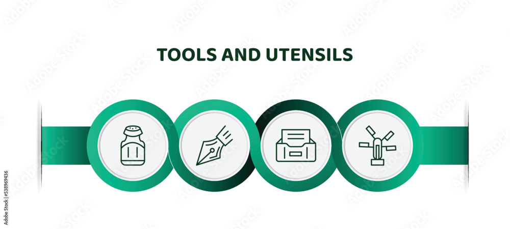 Poster editable thin line icons with infographic template. infographic for tools and utensils concept. incl