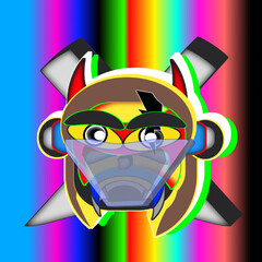 draw the ninja devil 3 character. simple and attractive with a colorful gradient background