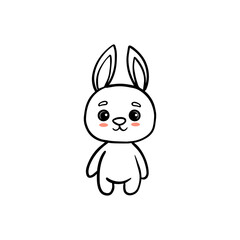 cute cartoon bunny on white background.Rabbit in doodle style.Vector illustration