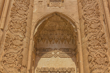 Decorated portal of Ishak Pasha palace near Dogubeyazit, Turkey