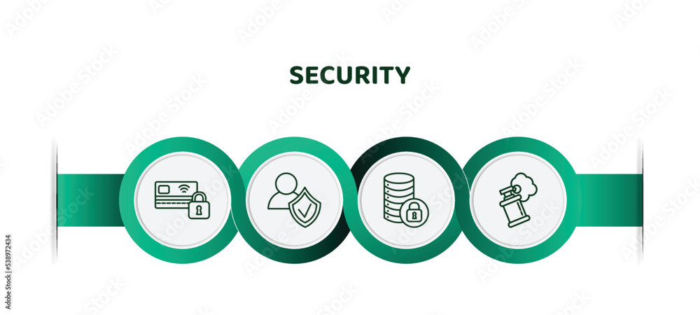 Poster editable thin line icons with infographic template. infographic for security concept. included locke