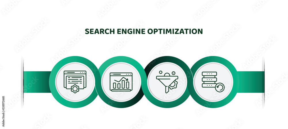 Poster editable thin line icons with infographic template. infographic for search engine optimization conce