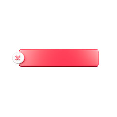 Red button with red cross 3d icon isolated