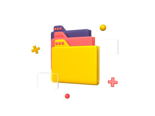 Document folder icon isolated 3d render illustration