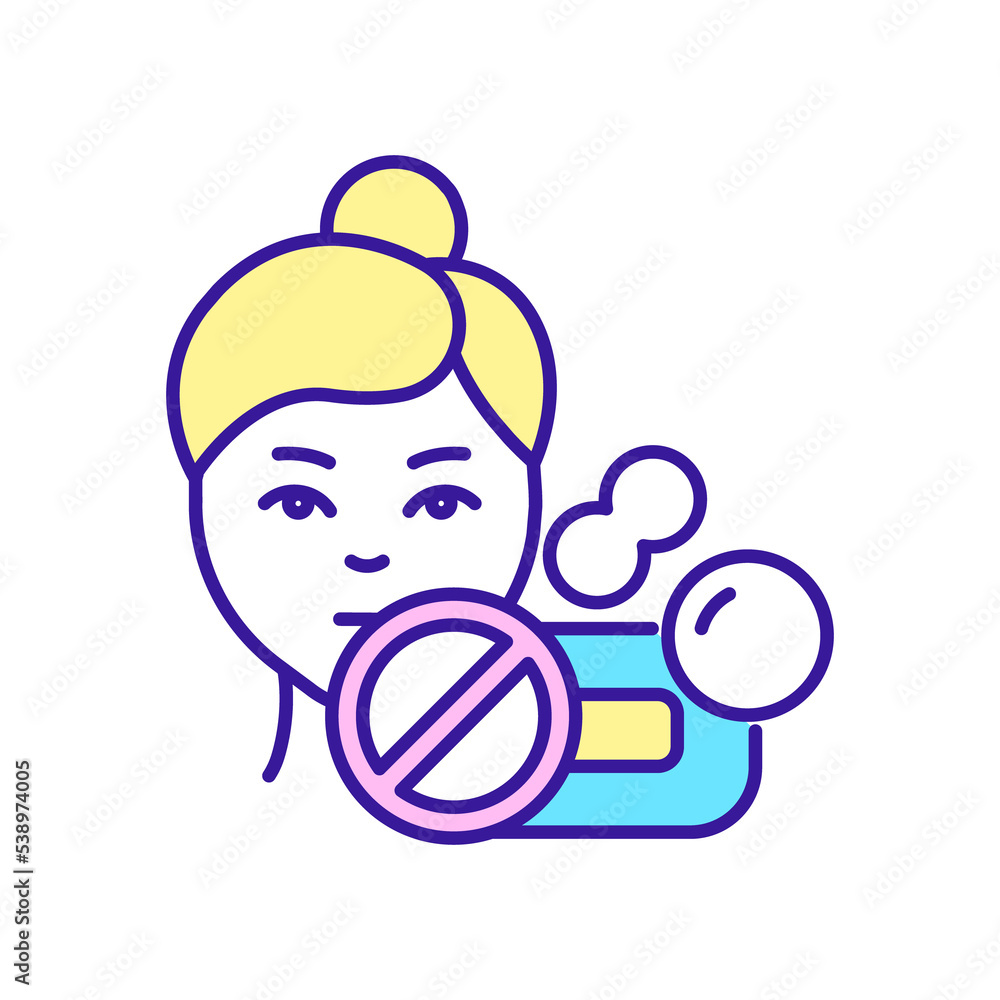 Poster avoid generic bar soap using rgb color icon. prevent damage. safe skincare routine. beauty and healt