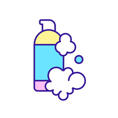 Cleansing skin foam RGB color icon. Cosmetic product. Skincare routine. Beauty and health. Isolated raster illustration. Simple filled line drawing