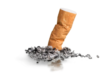 Smoked a cigarette on a white background