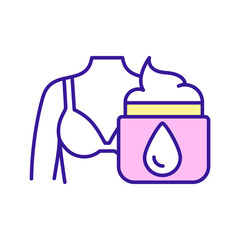 Obraz premium Body moisturizing cream RGB color icon. Cosmetic product. Skincare routine. Beauty and health. Isolated raster illustration. Simple filled line drawing