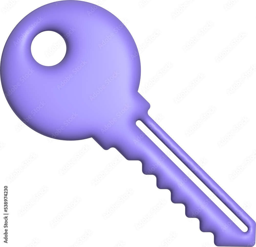 Poster 3d rendering key icon. illustration with shadow isolated on white.