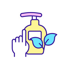 Choose organic skincare product RGB color icon. Cosmetics for skin health. Beauty and wellbeing. Isolated raster illustration. Simple filled line drawing