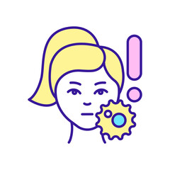 Prevent facial skin infection RGB color icon. Danger of damage. Skincare routine and healthcare. Isolated raster illustration. Simple filled line drawing