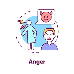 Anger concept icon. Non acceptance of divorce. Mental stage abstract idea thin line illustration. Isolated outline drawing